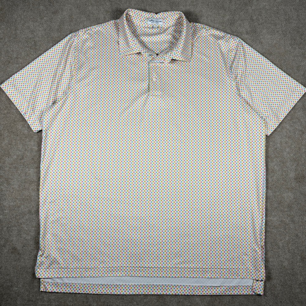 Peter Millar Summer Comfort Performance Polo‎ Shirt Mens XL All Over Print Golf